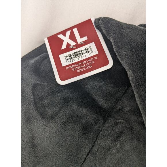 Members Mark Plush Hoodie XL Black Velour Soft Side Split Relaxed Fit Sweatshirt - Picture 3 of 11